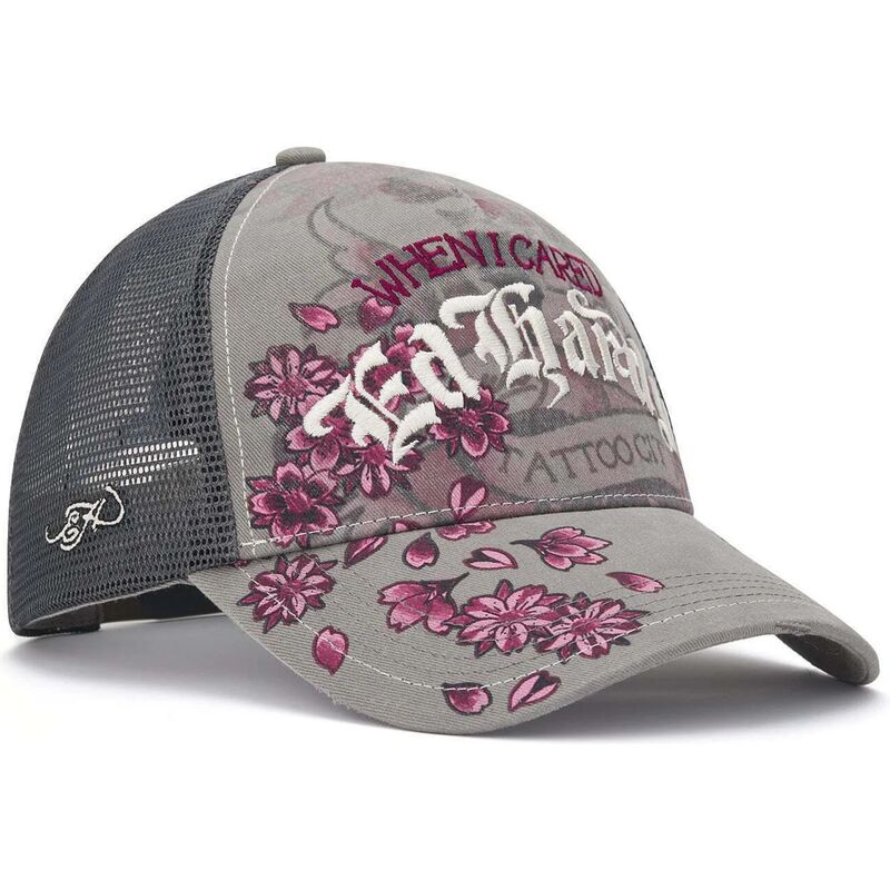 ed-hardy-floral-tattoo-city-vintage-wash-grey-trucker-hat ed-hardy-floral-tattoo-city-vintage-wash-grey-trucker-hat