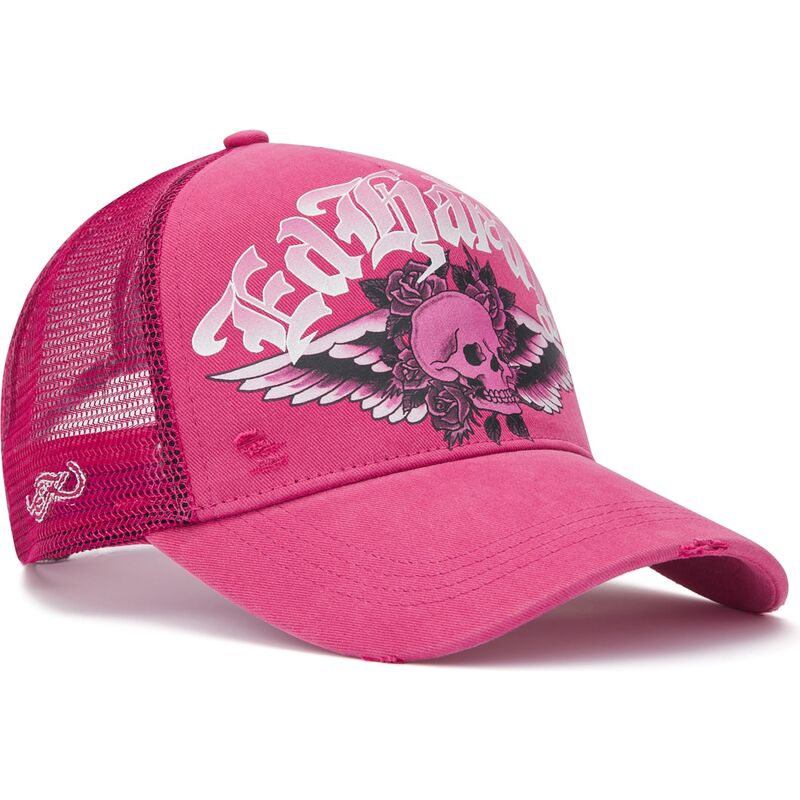 ed-hardy-flaming-gothic-skull-washed-pink-trucker-hat ed-hardy-flaming-gothic-skull-washed-pink-trucker-hat