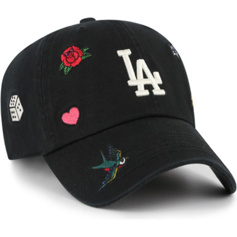 47-brand-curved-brim-clean-up-multi-scatter-los-angeles-dodgers-mlb-black-adjustable-cap
