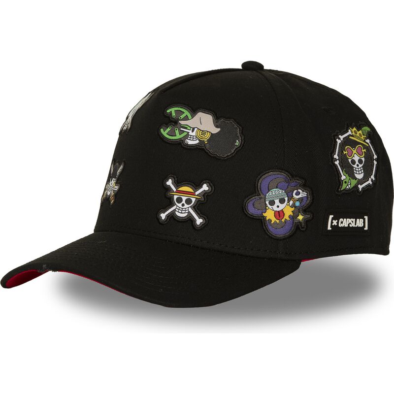 capslab-curved-brim-straw-hat-pirates-op8-fla-one-piece-black-snapback-cap capslab-curved-brim-straw-hat-pirates-op8-fla-one-piece-black-snapback-cap