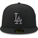 new-era-flat-brim-grey-logo-59fifty-side-script-los-angeles-dodgers-mlb-black-fitted-cap