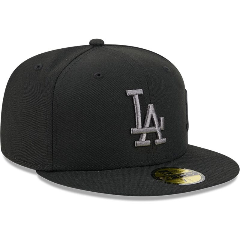new-era-flat-brim-grey-logo-59fifty-side-script-los-angeles-dodgers-mlb-black-fitted-cap