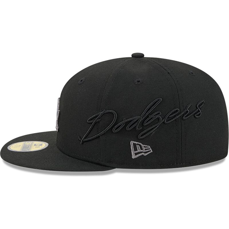 new-era-flat-brim-grey-logo-59fifty-side-script-los-angeles-dodgers-mlb-black-fitted-cap