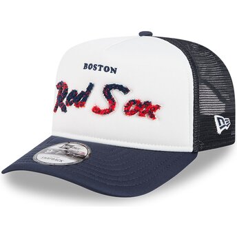 New Era 9FIFTY A Frame NA Lifestyle F1 Boston Red Sox MLB Navy Blue and White Trucker Hat