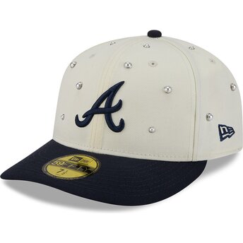 New Era Curved Brim 59FIFTY Beads NA Lifestyle F1 Atlanta Braves MLB Beige and Navy Blue Fitted Cap