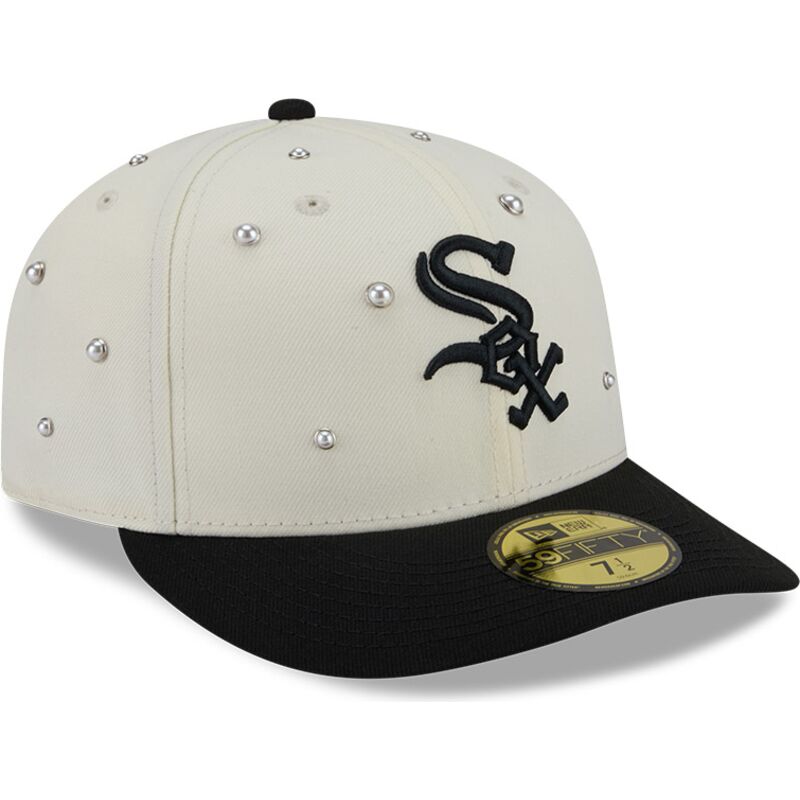 new-era-curved-brim-59fifty-beads-na-lifestyle-f1-chicago-white-sox-mlb-beige-and-black-fitted-cap new-era-curved-brim-59fifty-beads-na-lifestyle-f1-chicago-white-sox-mlb-beige-and-black-fitted-cap