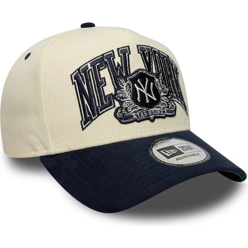 new-era-curved-brim-e-frame-wordmark-suede-new-york-yankees-mlb-beige-and-navy-blue-snapback-cap