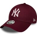 new-era-curved-brim-women-pink-logo-9forty-metallic-logo-new-york-yankees-mlb-red-adjustable-cap