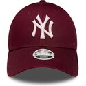 new-era-curved-brim-women-pink-logo-9forty-metallic-logo-new-york-yankees-mlb-red-adjustable-cap