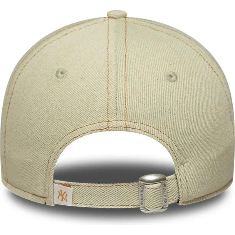 new-era-curved-brim-brown-logo-9twenty-denim-new-york-yankees-mlb-beige-adjustable-cap