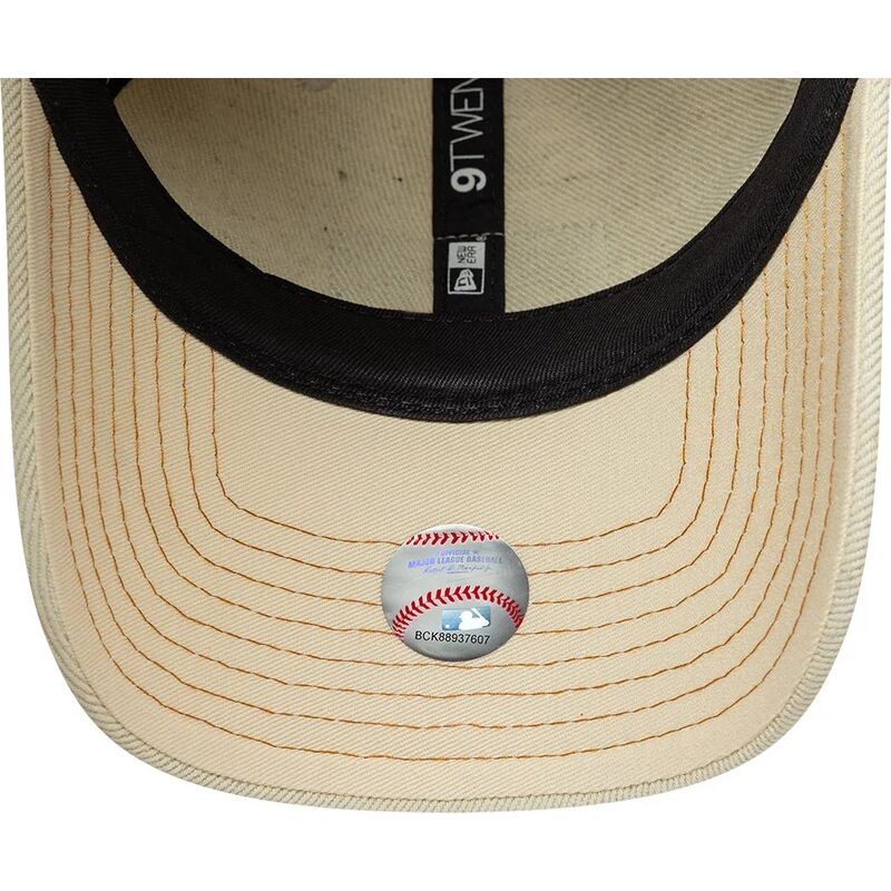 new-era-curved-brim-brown-logo-9twenty-denim-new-york-yankees-mlb-beige-adjustable-cap