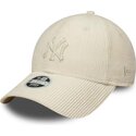 new-era-curved-brim-women-9forty-cord-new-york-yankees-mlb-beige-adjustable-cap-with-beige-logo