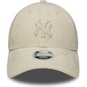 new-era-curved-brim-women-9forty-cord-new-york-yankees-mlb-beige-adjustable-cap-with-beige-logo
