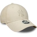 new-era-curved-brim-women-9forty-cord-new-york-yankees-mlb-beige-adjustable-cap-with-beige-logo