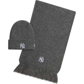New Era Knit Set New York Yankees MLB Grey Beanie and Scarf