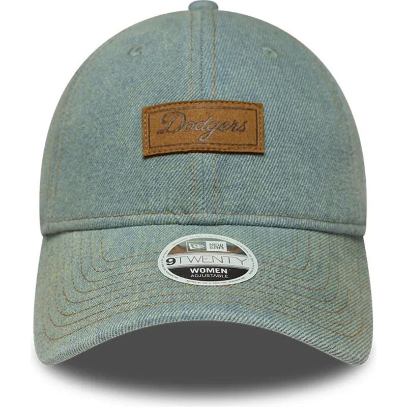 new-era-curved-brim-women-brown-logo-9twenty-denim-los-angeles-dodgers-mlb-blue-adjustable-cap