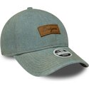 new-era-curved-brim-women-brown-logo-9twenty-denim-los-angeles-dodgers-mlb-blue-adjustable-cap