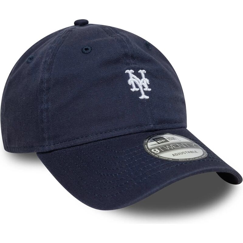 new-era-curved-brim-9twenty-washed-mini-logo-new-york-mets-mlb-navy-blue-adjustable-cap