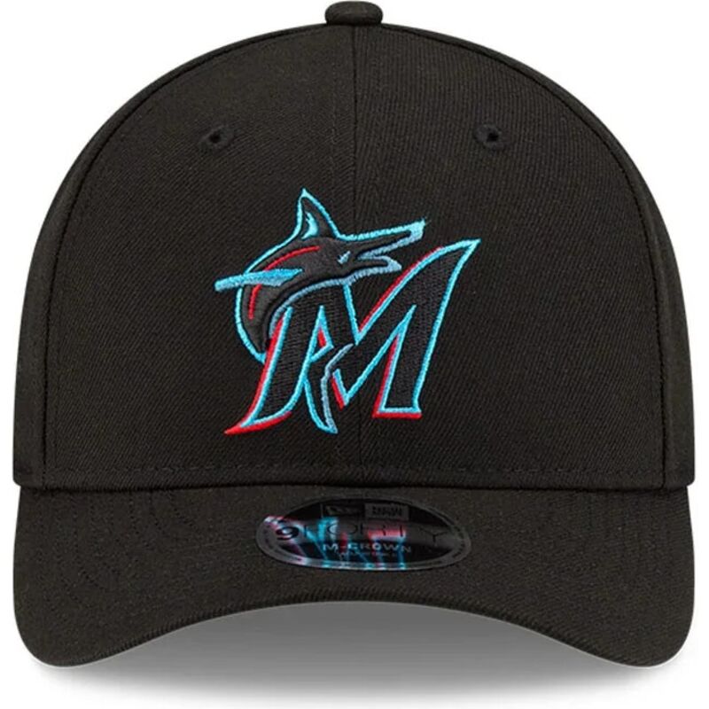 new-era-curved-brim-9forty-m-crown-player-replica-miami-marlins-mlb-black-snapback-cap
