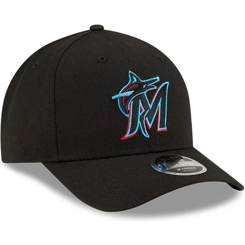 new-era-curved-brim-9forty-m-crown-player-replica-miami-marlins-mlb-black-snapback-cap
