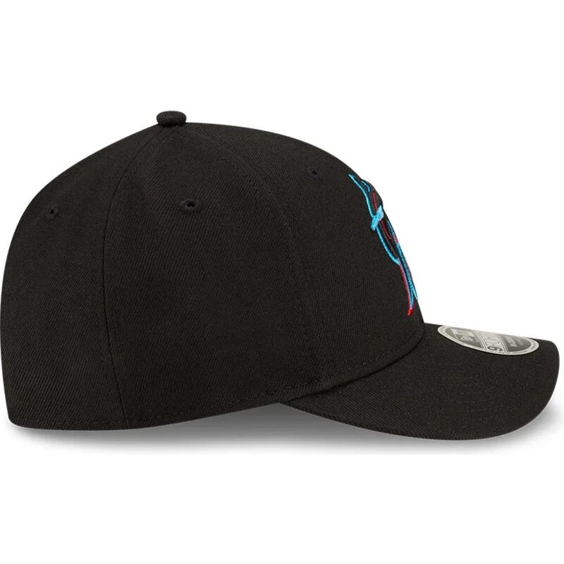 new-era-curved-brim-9forty-m-crown-player-replica-miami-marlins-mlb-black-snapback-cap