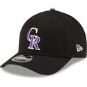 new-era-curved-brim-purple-logo-9forty-m-crown-player-replica-colorado-rockies-mlb-black-snapback-cap