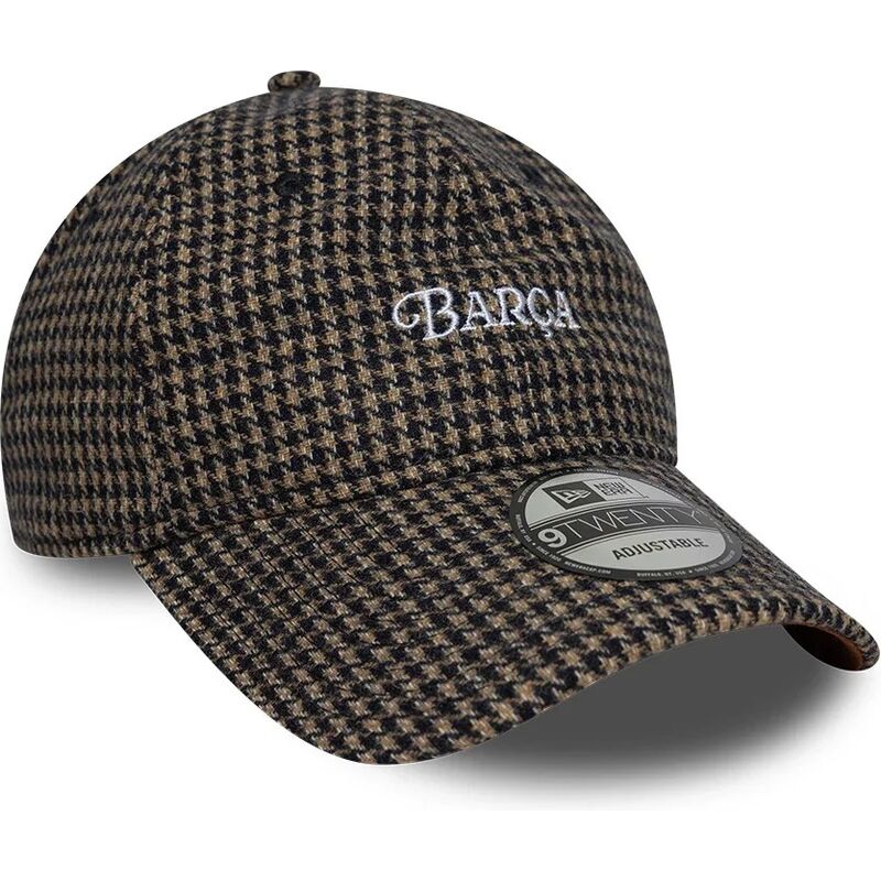 new-era-curved-brim-9twenty-herringbone-fc-barcelona-laliga-brown-adjustable-cap