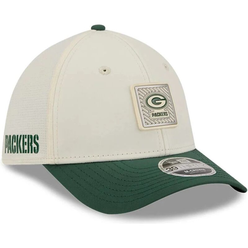 new-era-curved-brim-39thirty-m-crown-training-2026-green-bay-packers-nfl-green-and-beige-fitted-cap