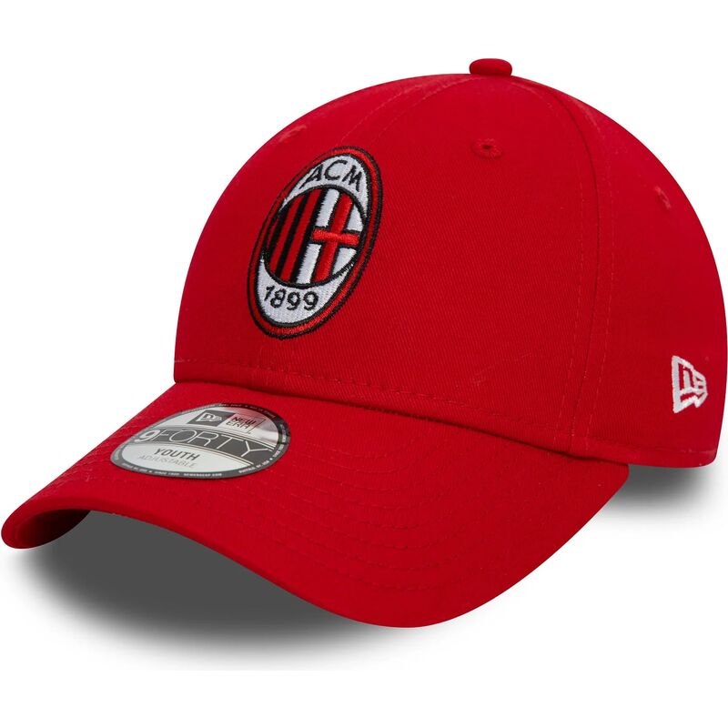 new-era-curved-brim-youth-9forty-core-ac-milan-serie-a-red-adjustable-cap