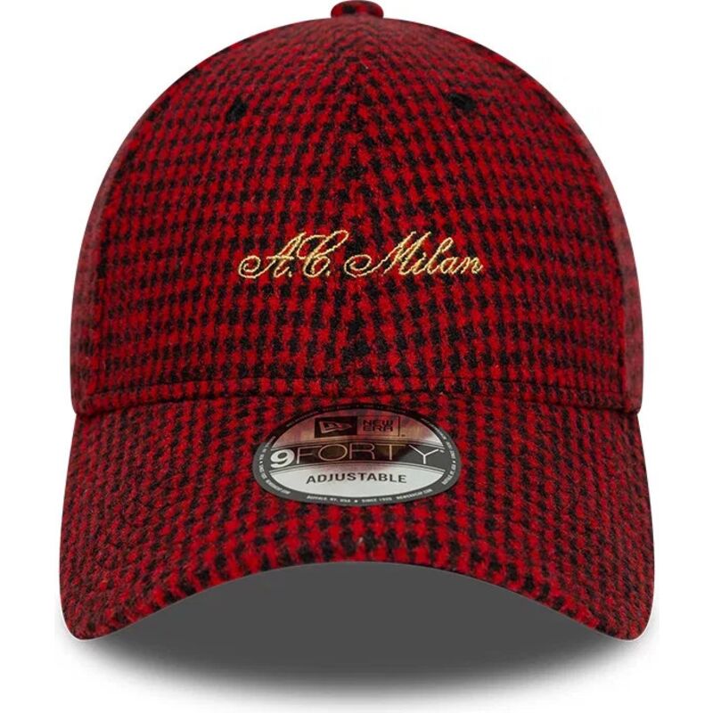 new-era-curved-brim-9forty-houndstooth-ac-milan-serie-a-red-adjustable-cap