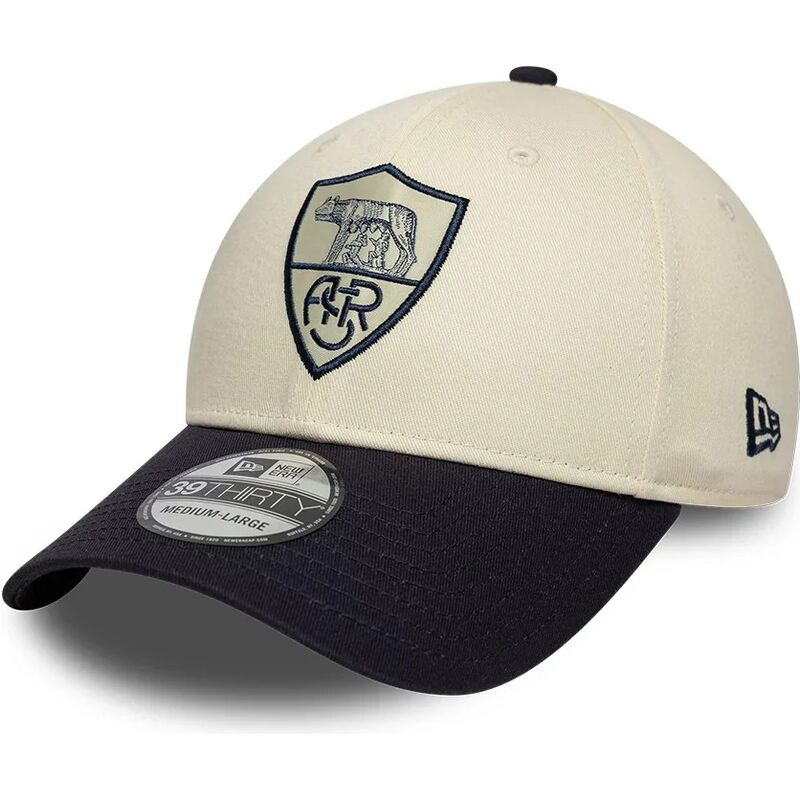 new-era-curved-brim-39thirty-seasonal-associazione-sportiva-roma-serie-a-beige-and-navy-blue-fitted-cap new-era-curved-brim-39thirty-seasonal-associazione-sportiva-roma-serie-a-beige-and-navy-blue-fitted-cap