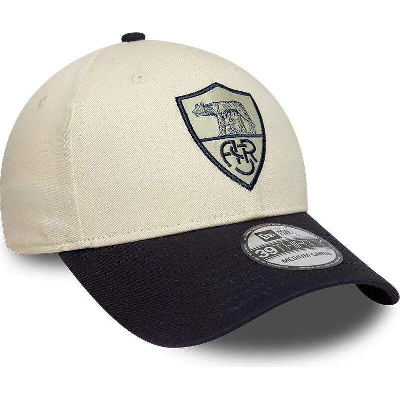 new-era-curved-brim-39thirty-seasonal-associazione-sportiva-roma-serie-a-beige-and-navy-blue-fitted-cap new-era-curved-brim-39thirty-seasonal-associazione-sportiva-roma-serie-a-beige-and-navy-blue-fitted-cap