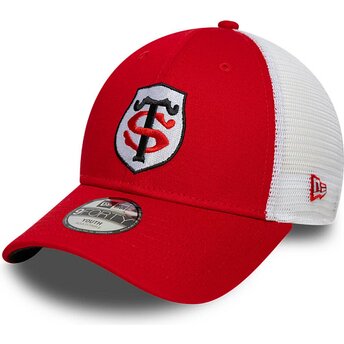 New Era Youth 9FORTY League Stade Toulousain Top 14 Red and White Adjustable Trucker Hat