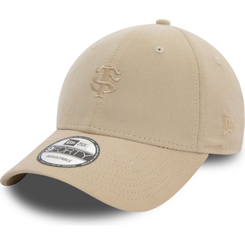 new-era-curved-brim-9forty-baby-cord-stade-toulousain-top-14-beige-adjustable-cap-with-beige-logo