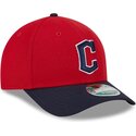 new-era-curved-brim-9forty-m-crown-player-replica-cleveland-guardians-mlb-red-and-navy-blue-snapback-cap