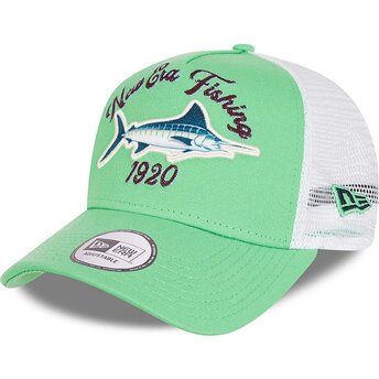 New Era A Frame Fishing Green and White Trucker Hat
