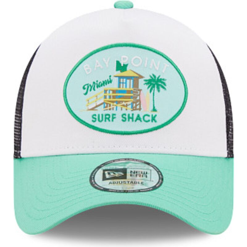 new-era-a-frame-location-miami-green-and-white-trucker-hat