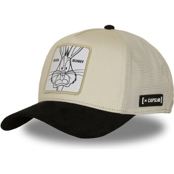Capslab Bugs Bunny LOO14 BIC Looney Tunes Beige and Black Trucker Hat