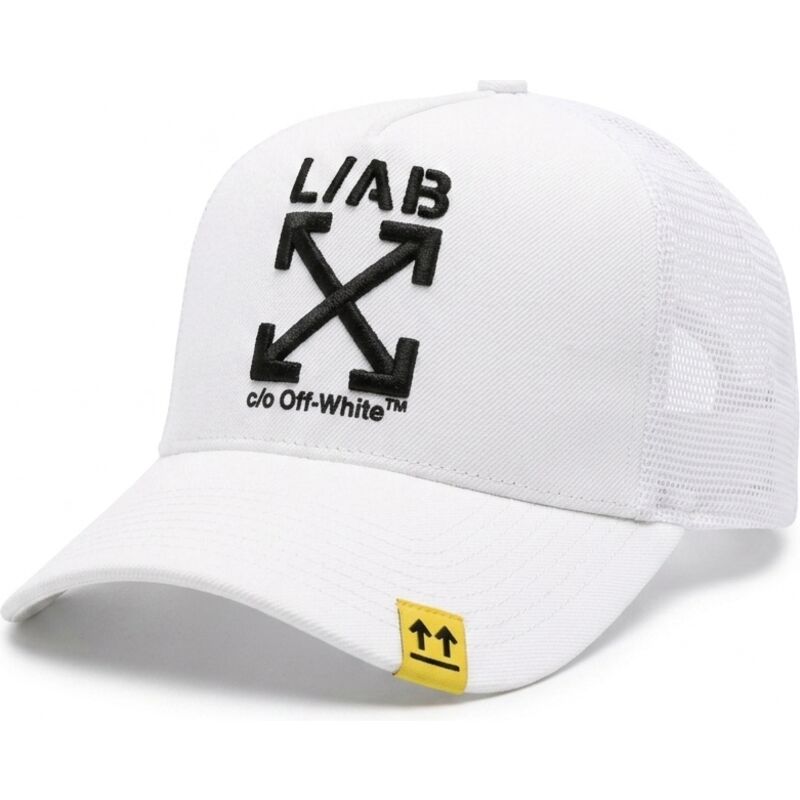 l-ab-c-o-off-white-black-logo-clamp-arrows-white-trucker-hat l-ab-c-o-off-white-black-logo-clamp-arrows-white-trucker-hat