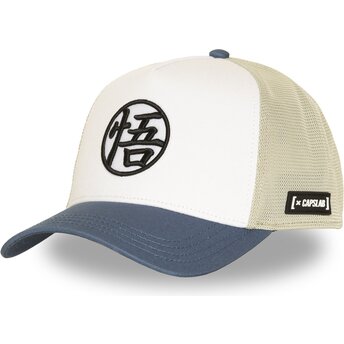 Capslab Son Goku DBS9 BICO Dragon Ball Beige and Navy Blue Trucker Hat