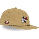 capslab-flat-brim-sylvester-loo13-goob-looney-tunes-beige-snapback-cap