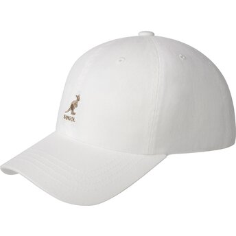 Kangol Curved Brim Washed Baseball White Adjustable Cap