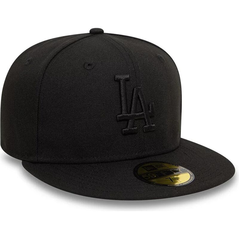 new-era-flat-brim-black-logo-59fifty-league-essential-los-angeles-dodgers-mlb-black-fitted-cap new-era-flat-brim-black-logo-59fifty-league-essential-los-angeles-dodgers-mlb-black-fitted-cap