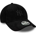 new-era-curved-brim-women-black-logo-9forty-cord-new-york-yankees-mlb-black-adjustable-cap