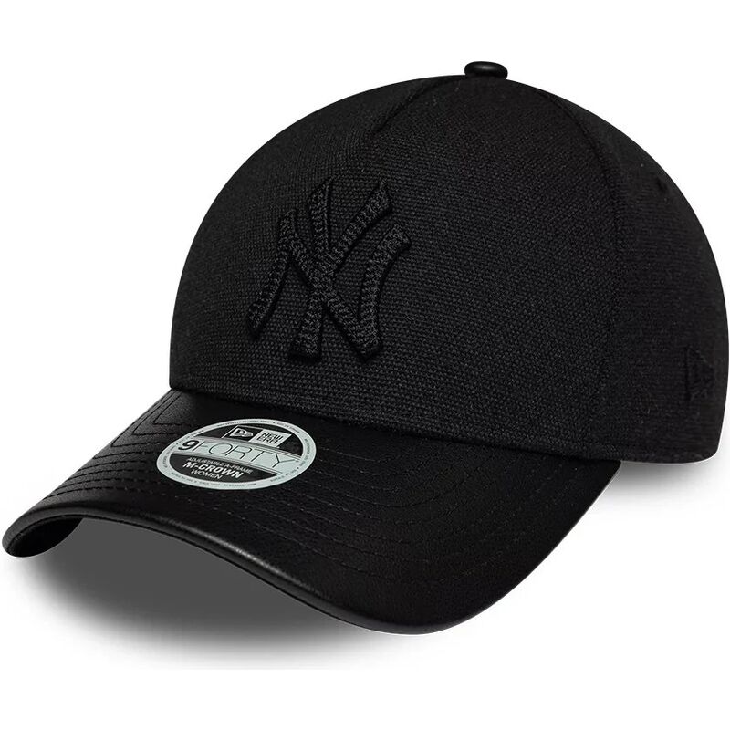 new-era-curved-brim-women-black-logo-9forty-m-crown-a-frame-fabric-mix-new-york-yankees-mlb-black-adjustable-cap