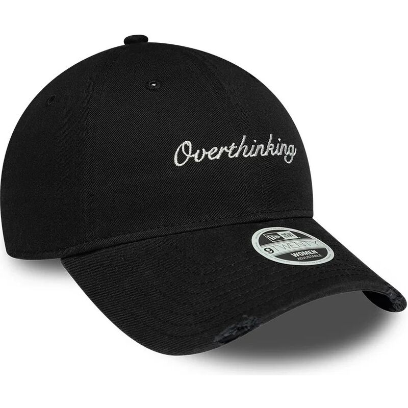 new-era-curved-brim-women-9twenty-slogan-overthinking-black-adjustable-cap