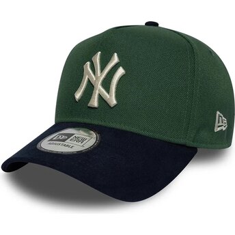 New Era Curved Brim E Frame Suede Visor New York Yankees MLB Green and Navy Blue Snapback Cap