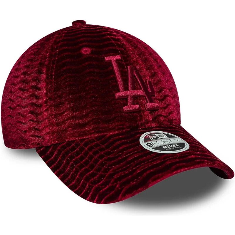 new-era-curved-brim-women-red-logo-9forty-velour-los-angeles-dodgers-mlb-red-adjustable-cap