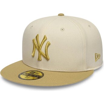 New Era Flat Brim 59FIFTY League Essential New York Yankees MLB Beige and Brown Fitted Cap