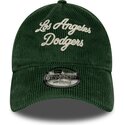 new-era-curved-brim-9twenty-a-frame-cord-script-los-angeles-dodgers-mlb-green-adjustable-cap